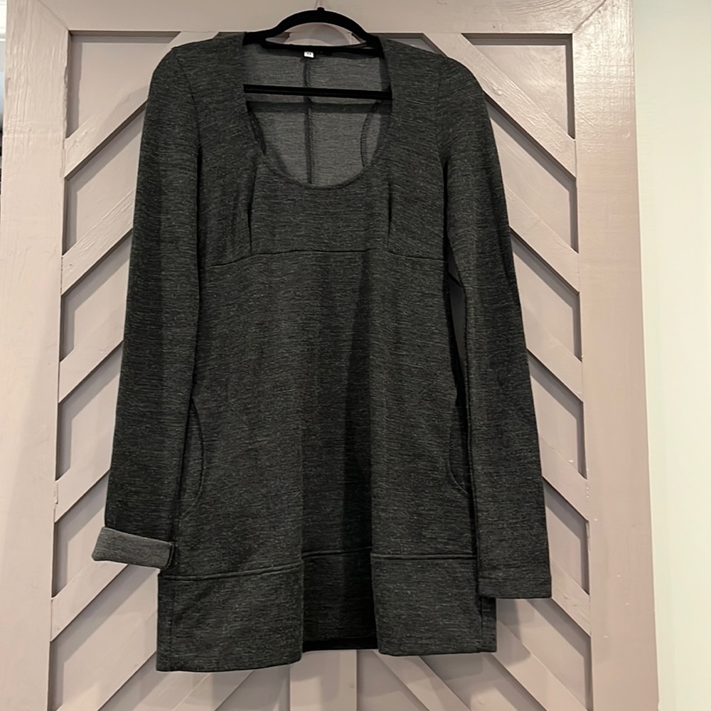Patrizia Pepe Firenze charcoal gray sweater dress with pockets made in Italy 44